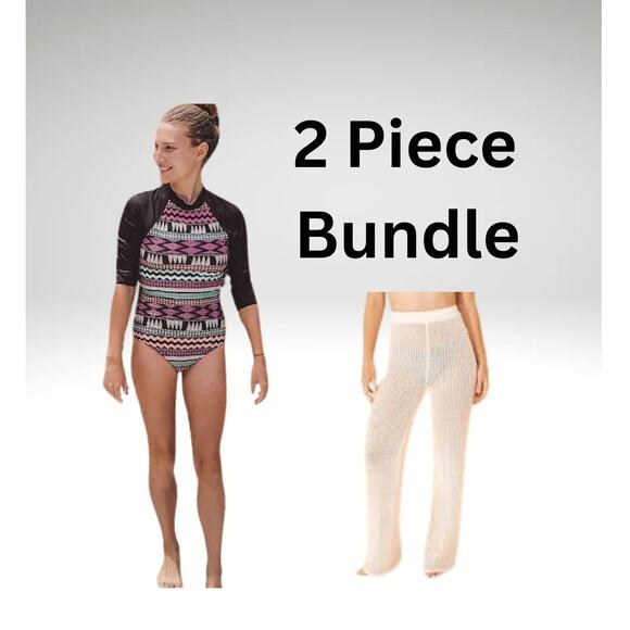 2 Piece Bundle NWT Swim Body Suit and NWT Mesh Pull on Pant Size S - QUICK SHIP - Picture 2 of 5